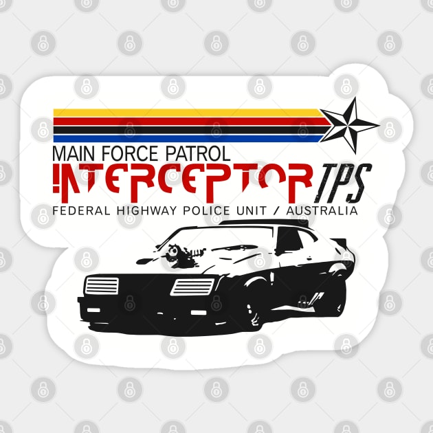 Car Ford Falcon V8 The Pursuit Special Interceptor from the movie Mad Max Sticker by DaveLeonardo